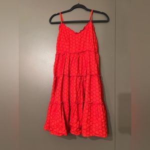 Tiered Spaghetti Strap Red Dress